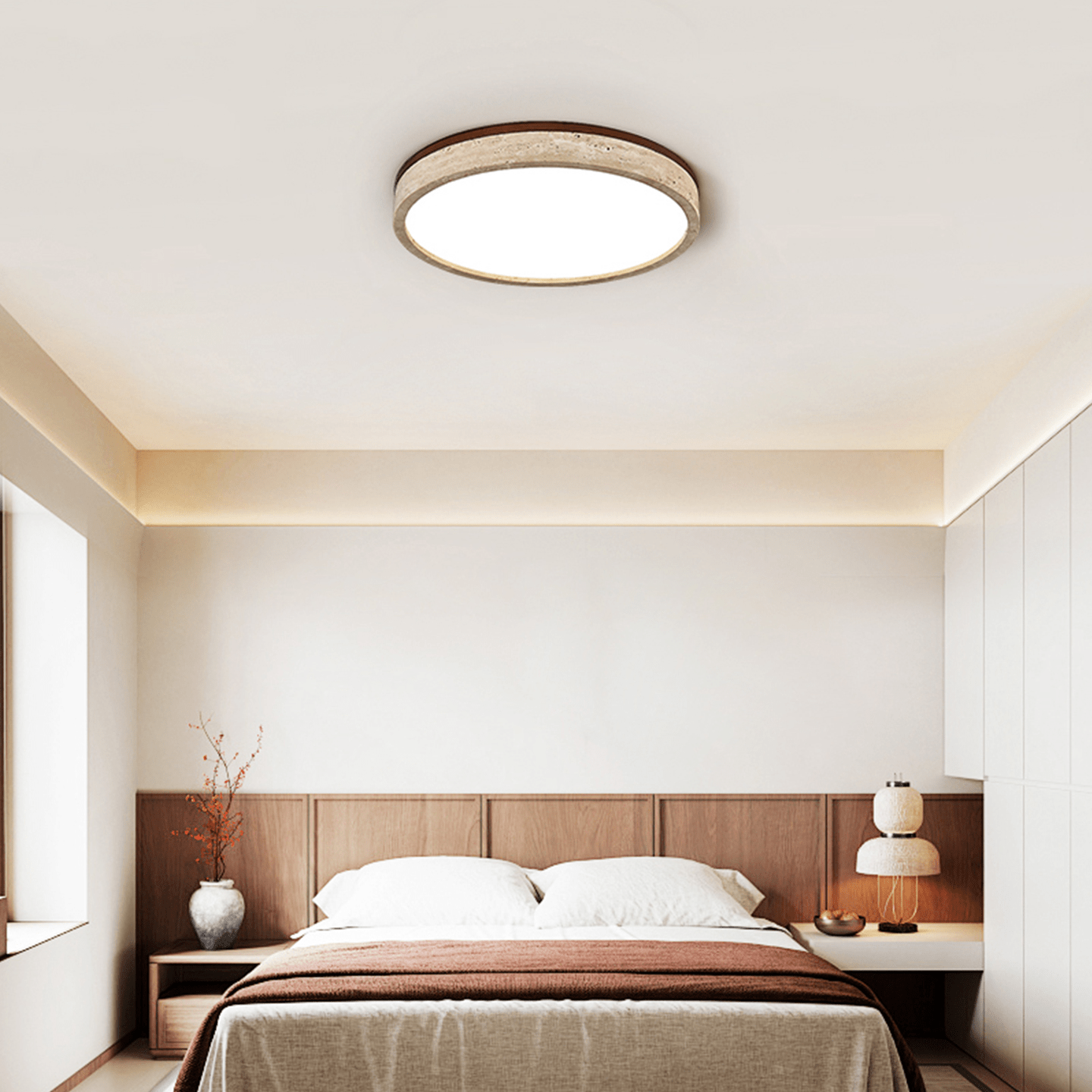 Soma Round Travertine Ceiling Light