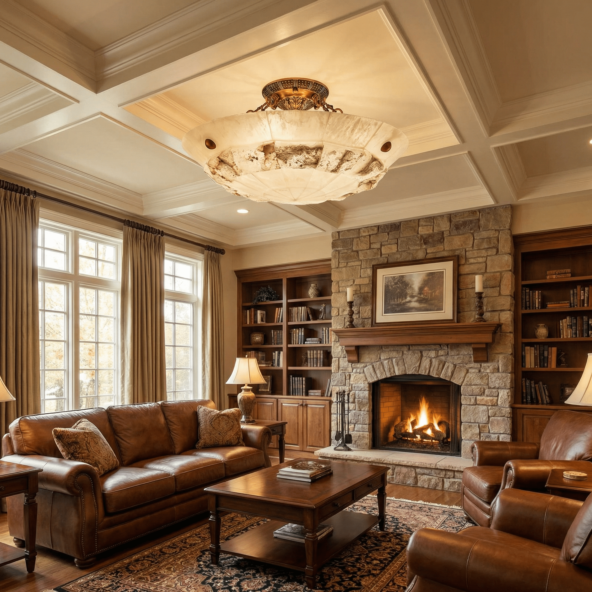 Lyrecos Sculptural Alabaster Ceiling Light