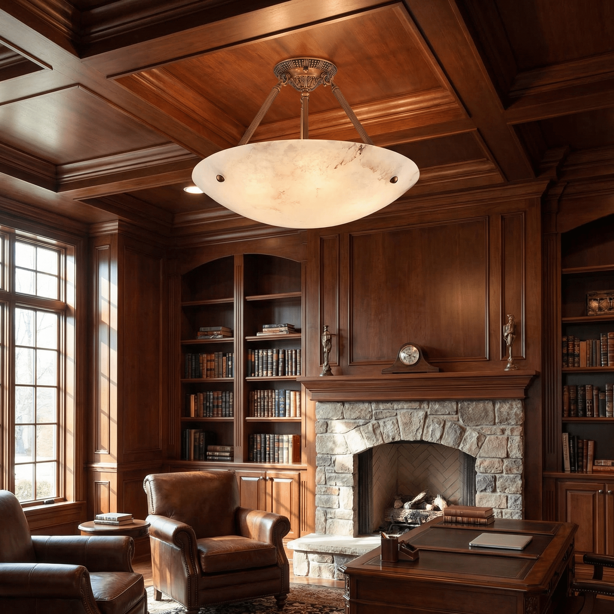 Lyrecos Flat Alabaster Ceiling Light