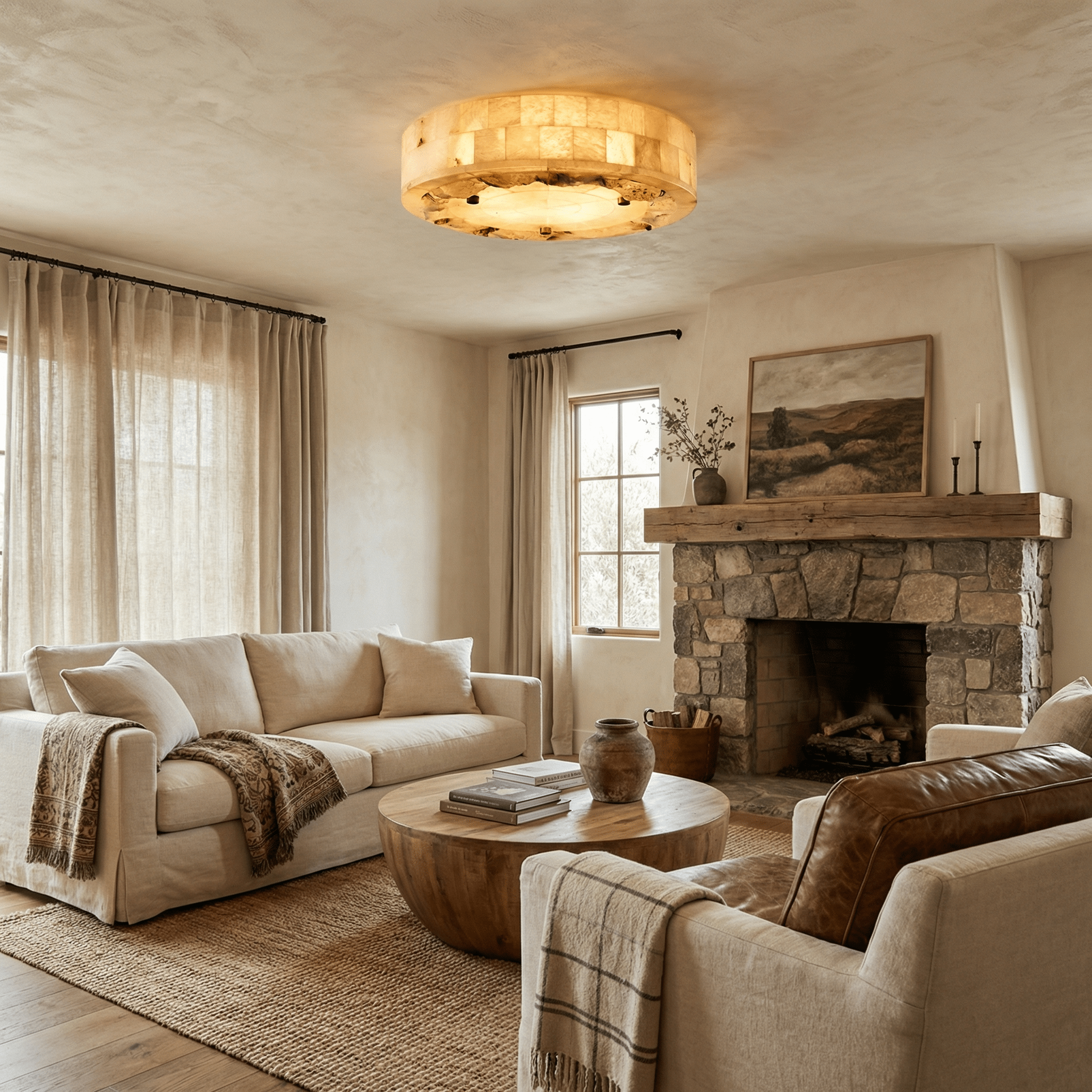 Lovielle Alabaster Ceiling Light