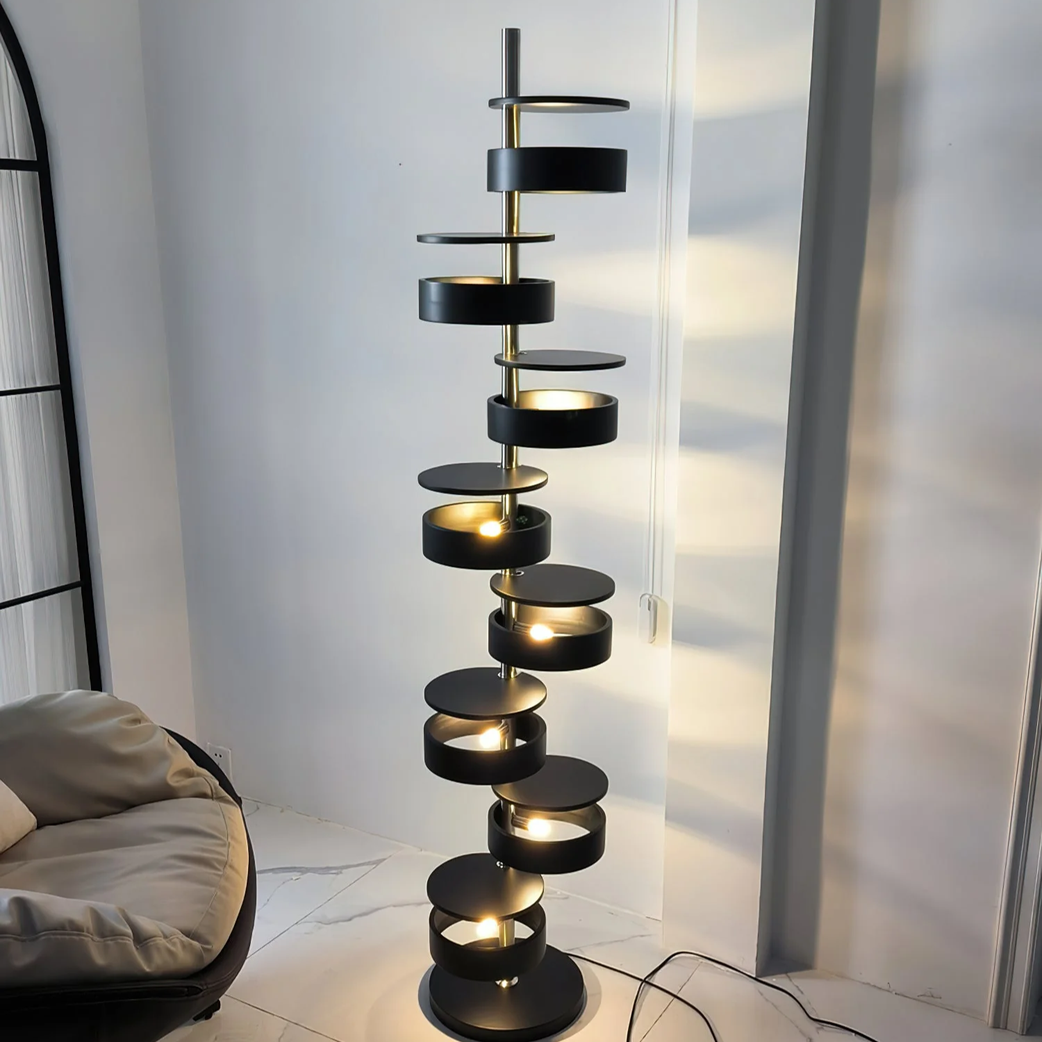 Qenisca Wooden Floor Lamp
