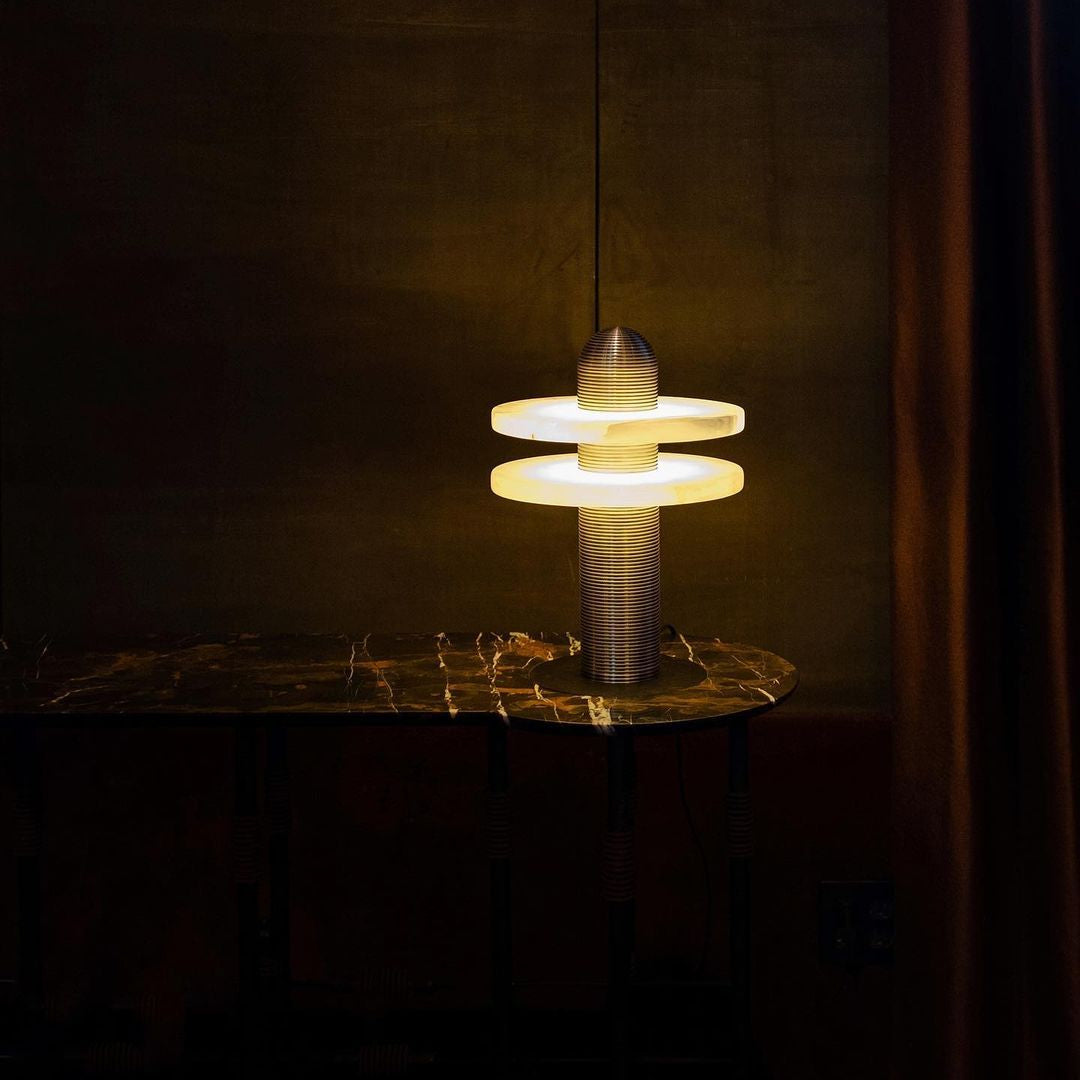 Duo Alabaster Disc Table Lamp