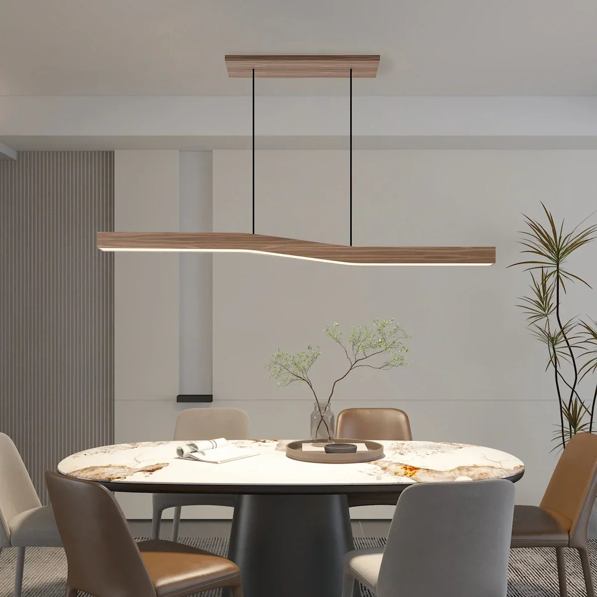 Waveline Wooden Japandi Pendant Light