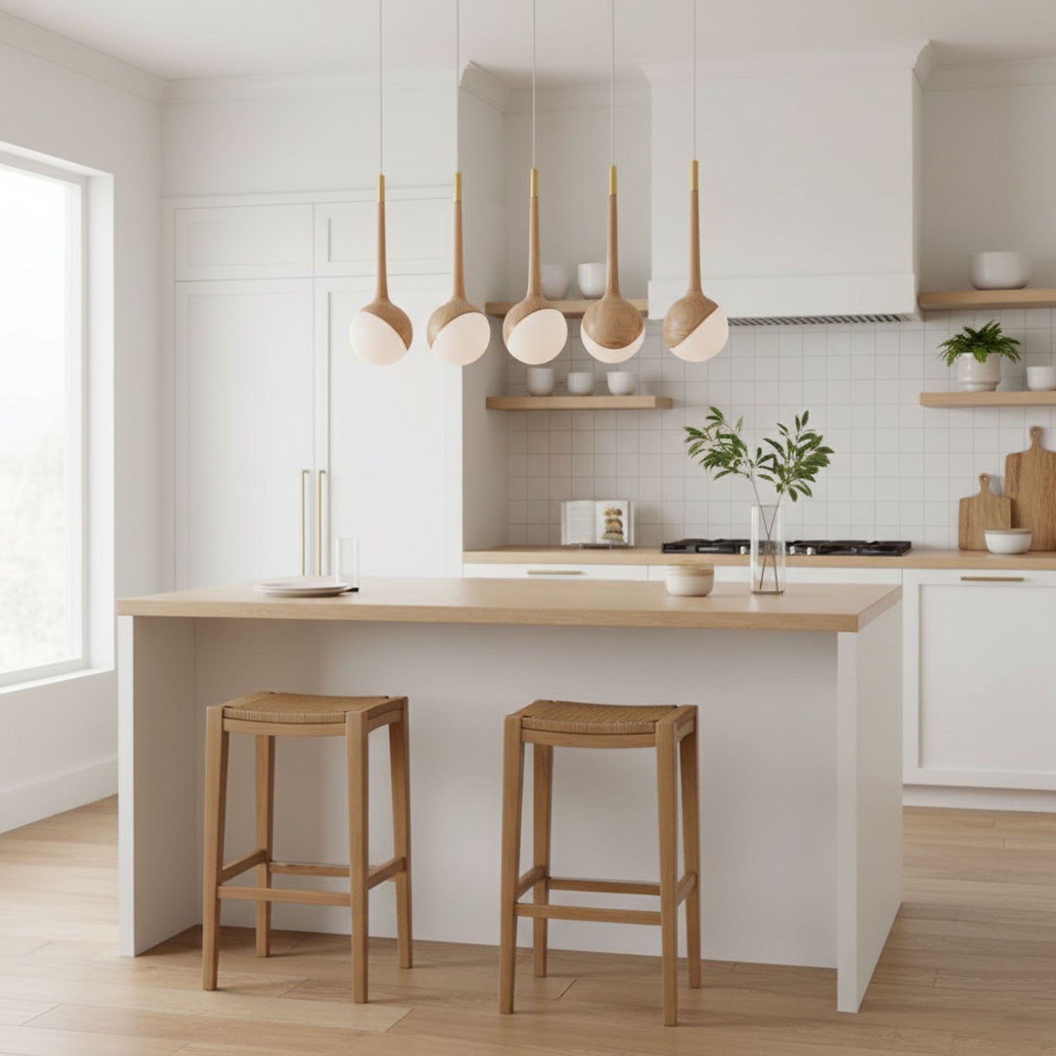 Mossy Drop Wooden Pendant Light