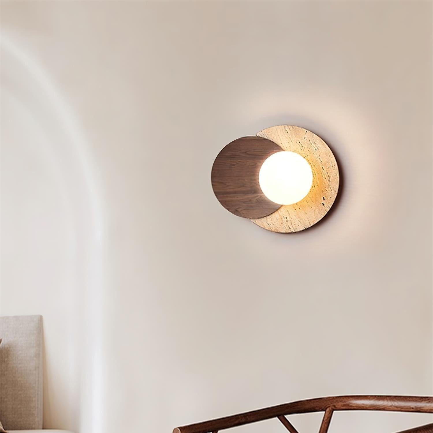 Jemo Travertine Wall Light with Plug