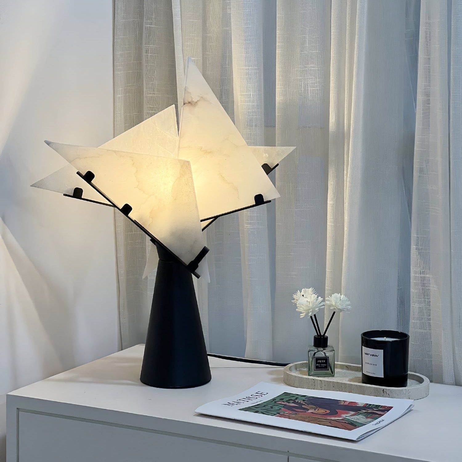 Seko Four Alabaster Blade Table Lamp