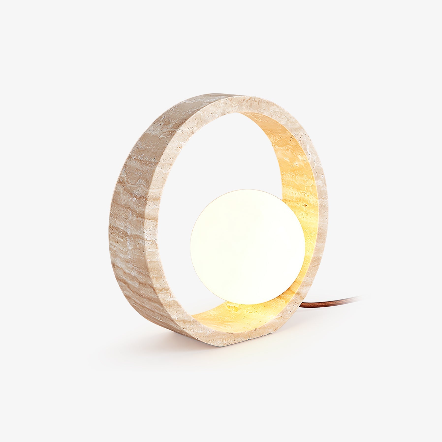 Poles Circle Travertine Table Lamp