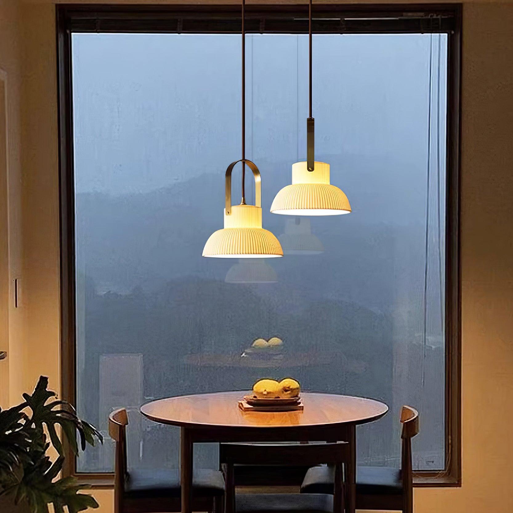 Ceramic Ribbed Pendant Light
