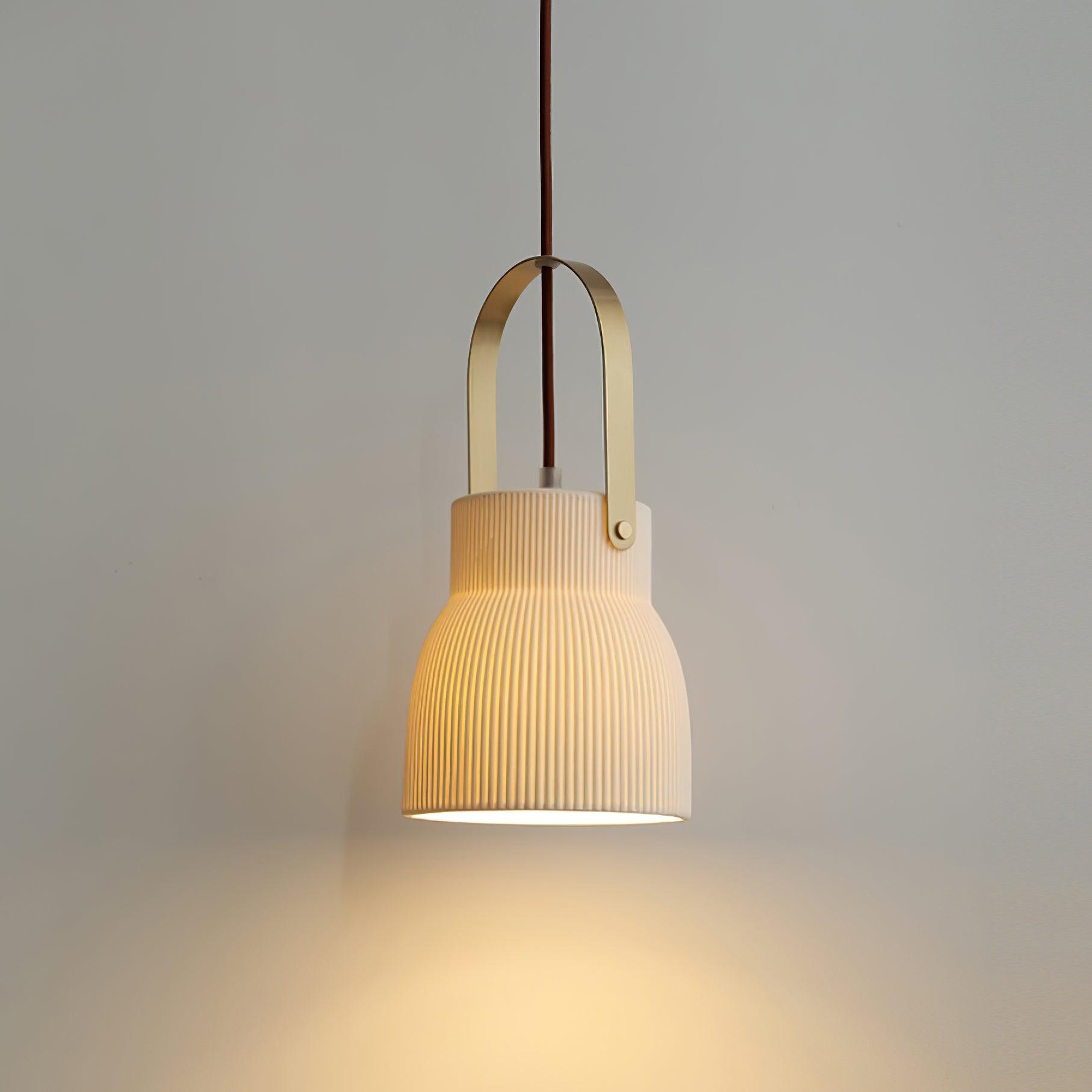 Ceramic Ribbed Pendant Light