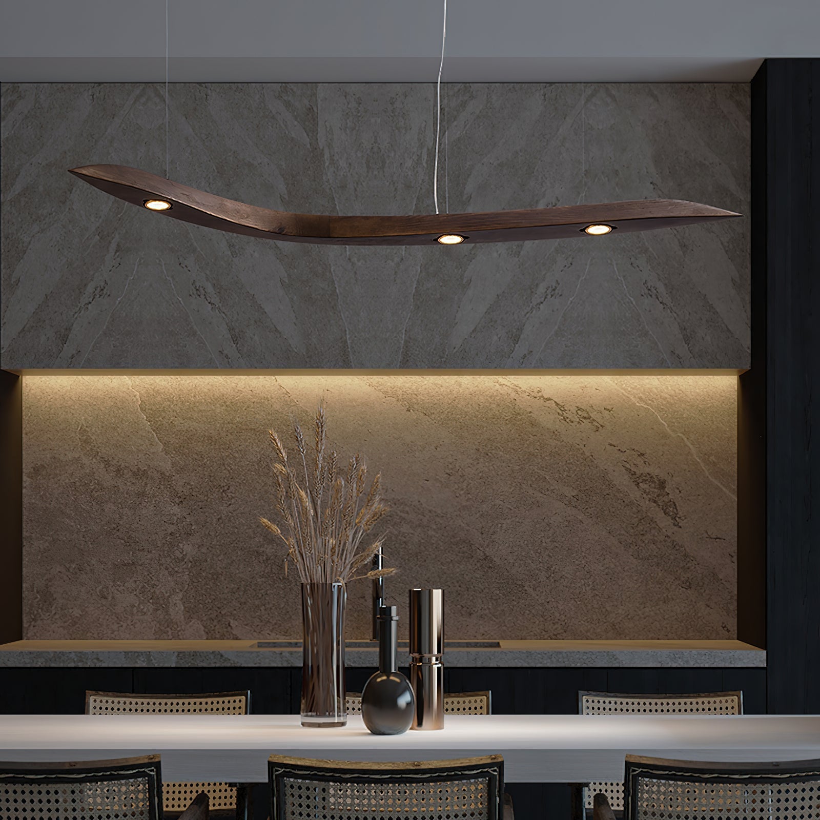Weloma Wave Wooden Pendant Light