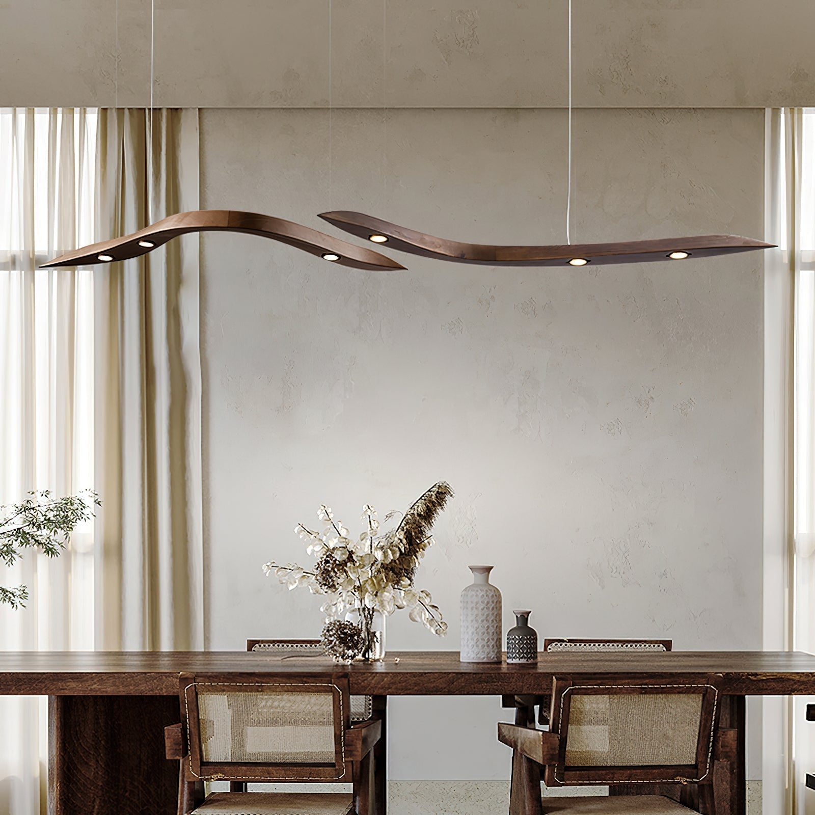 Weloma Wave Wooden Pendant Light