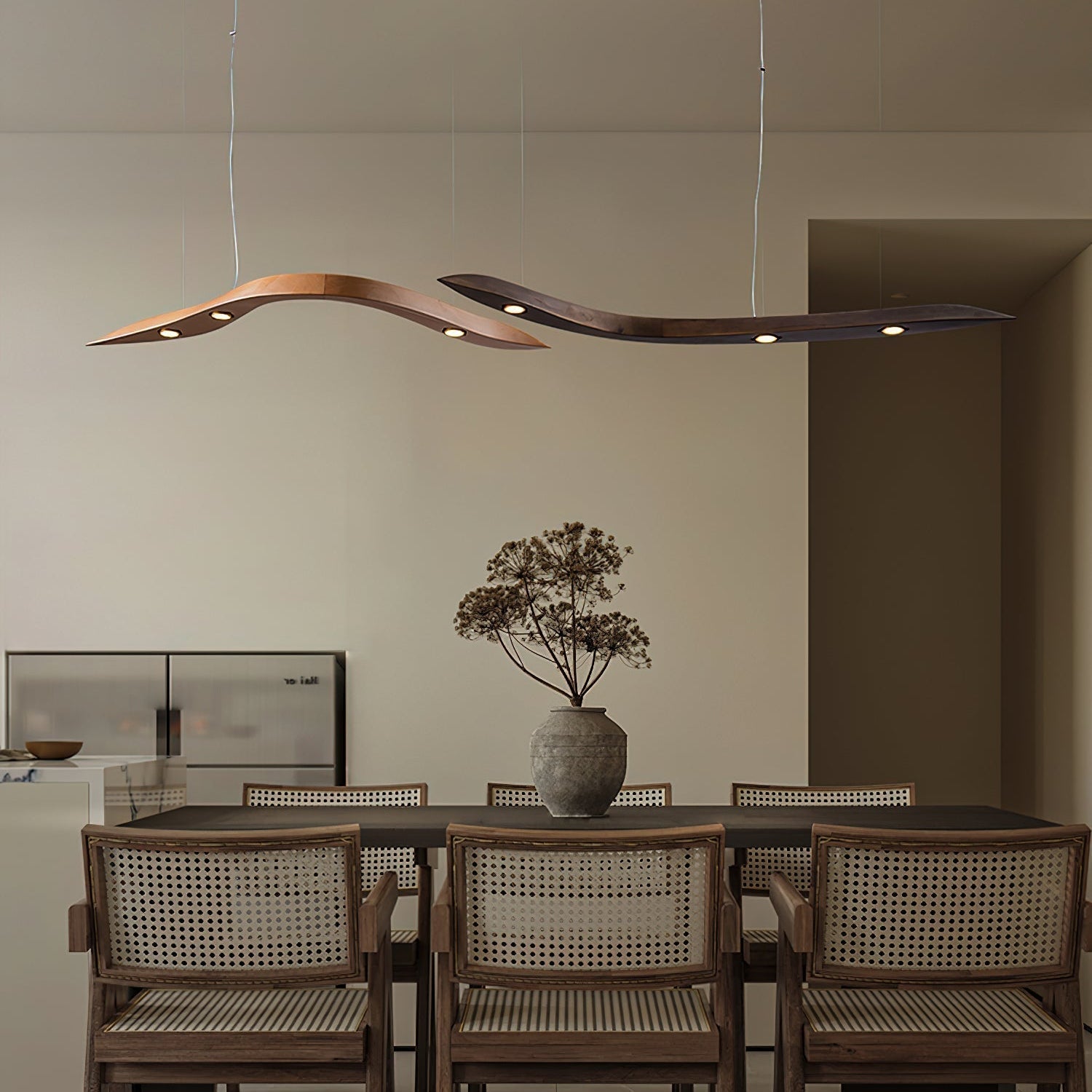 Weloma Wave Wooden Pendant Light