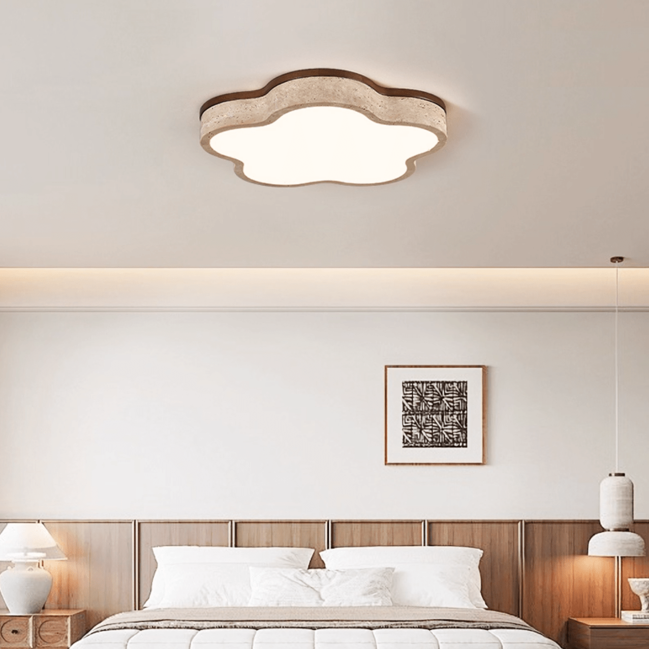 Star-Shaped Travertine Ceiling Light