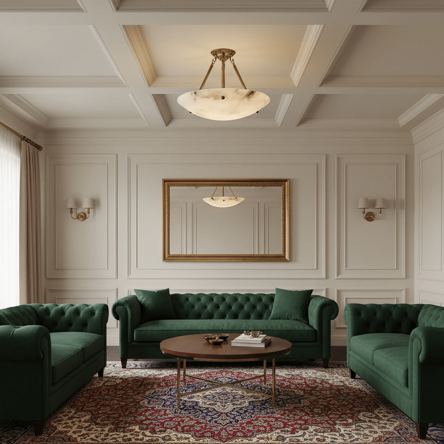 Lyrecos Flat Alabaster Ceiling Light
