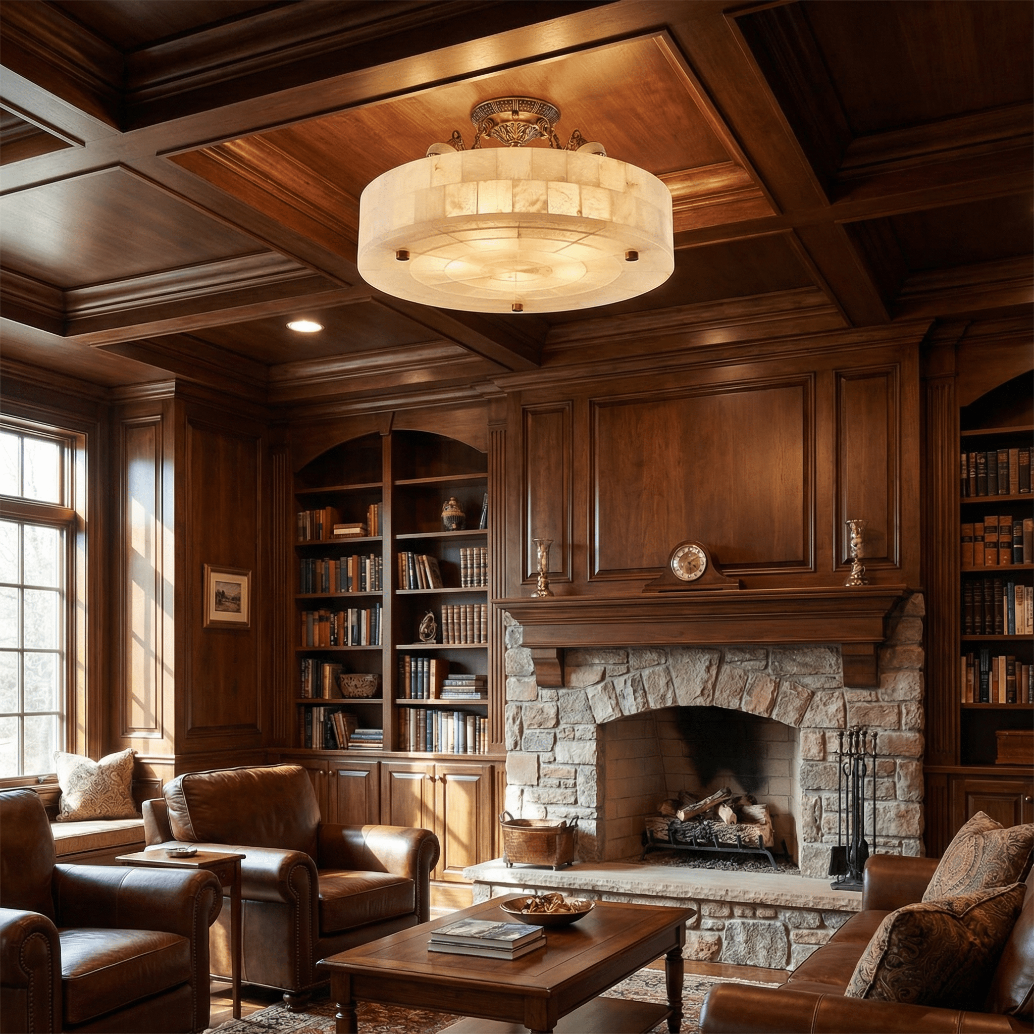 Torezy Flat Alabaster Ceiling Light