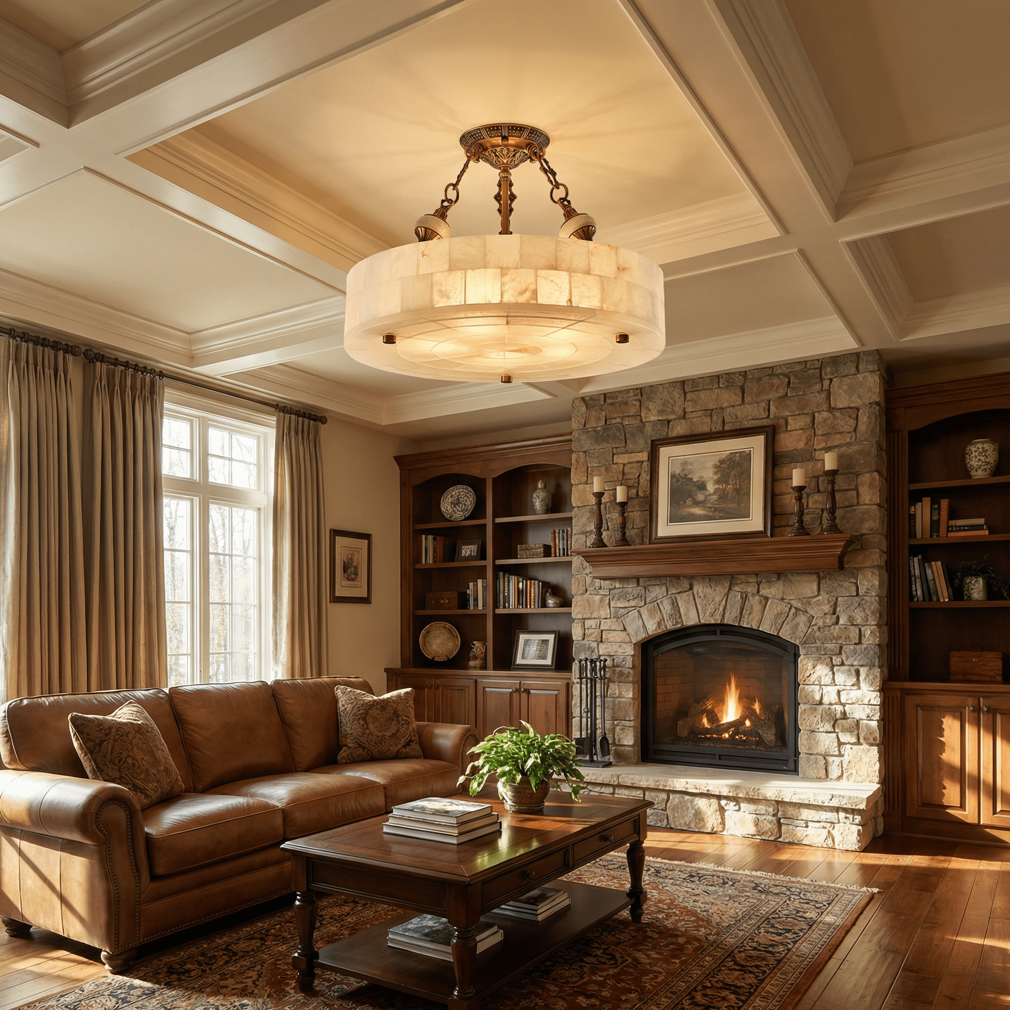 Torezy Flat Alabaster Ceiling Light