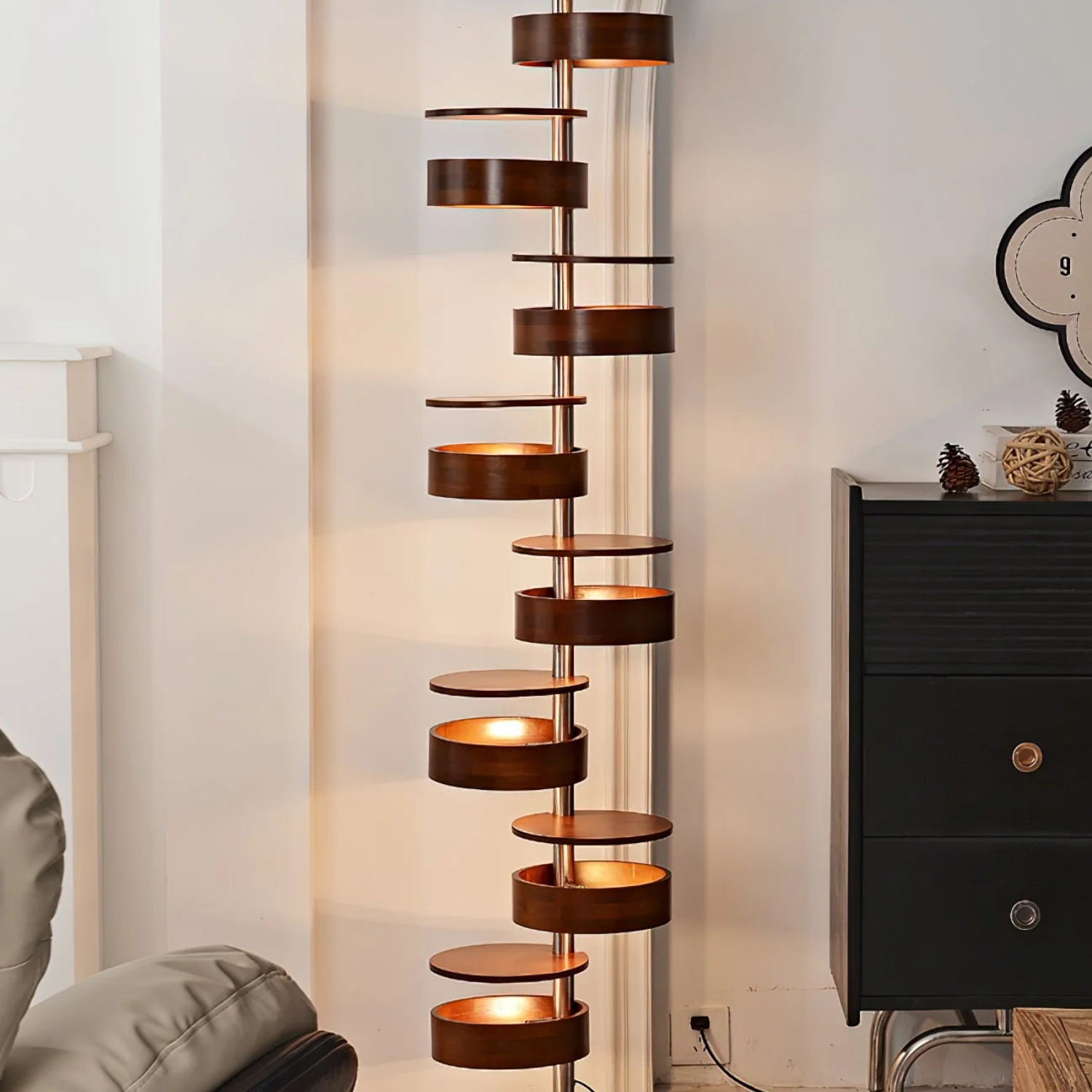Qenisca Wooden Floor Lamp