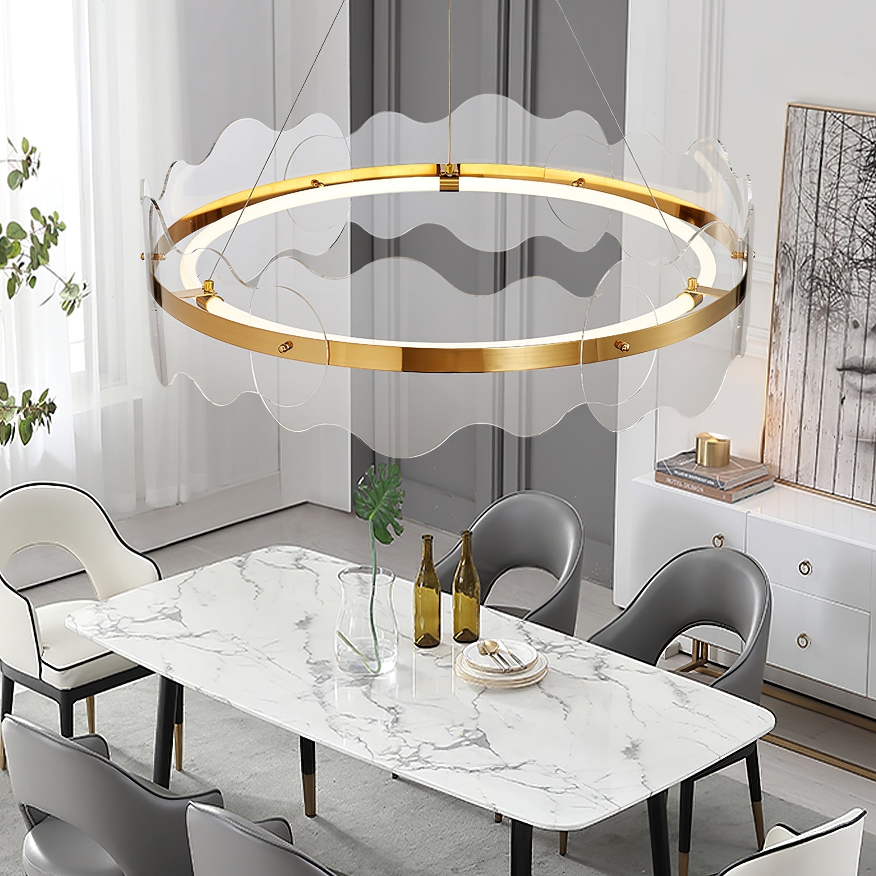 Acrylon Waved Pendant Light