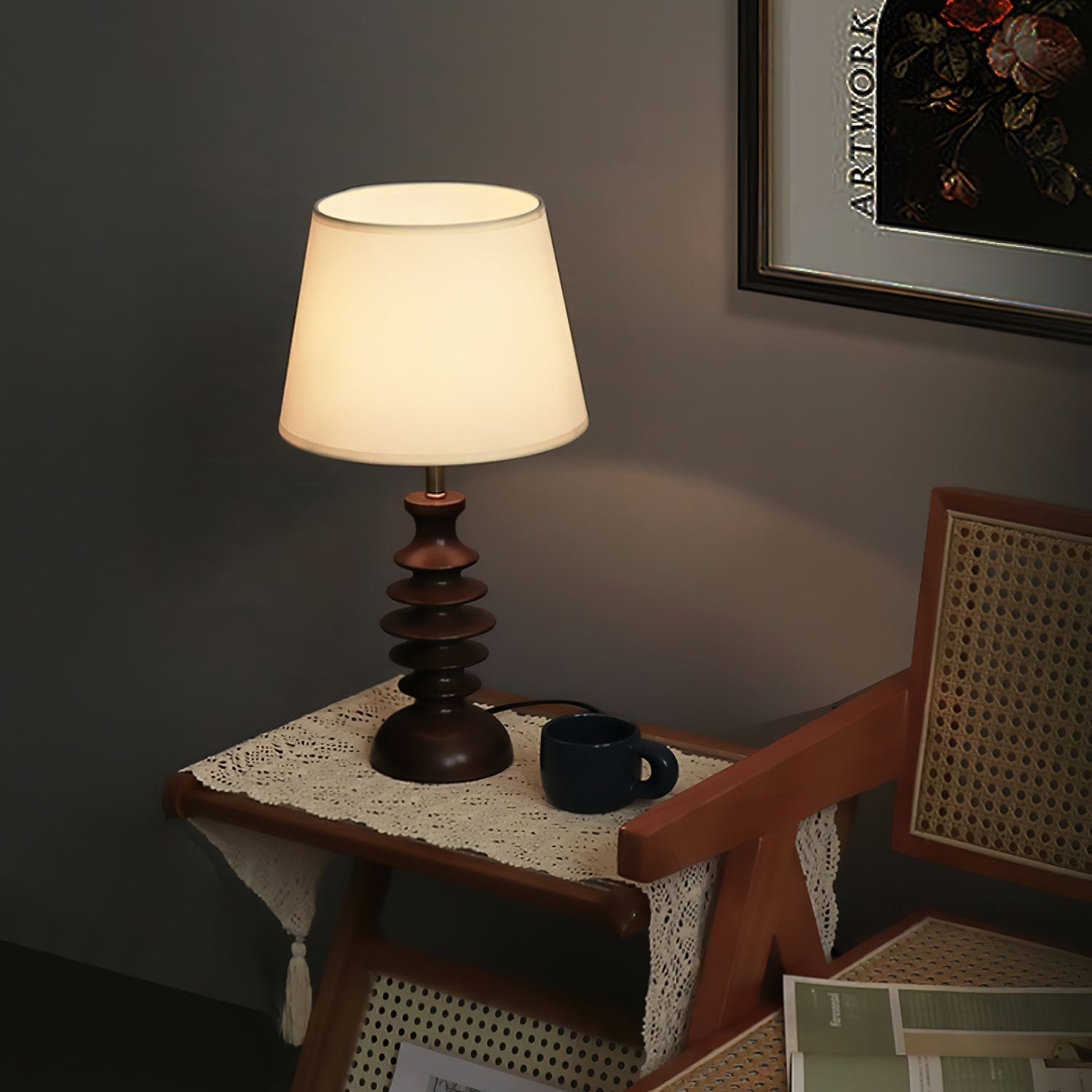 Aniddo Walnut Wooden Table Lamp