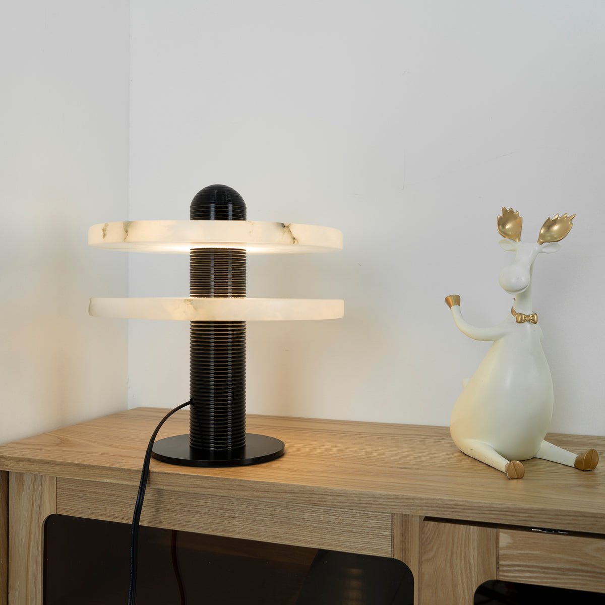 Duo Alabaster Disc Table Lamp