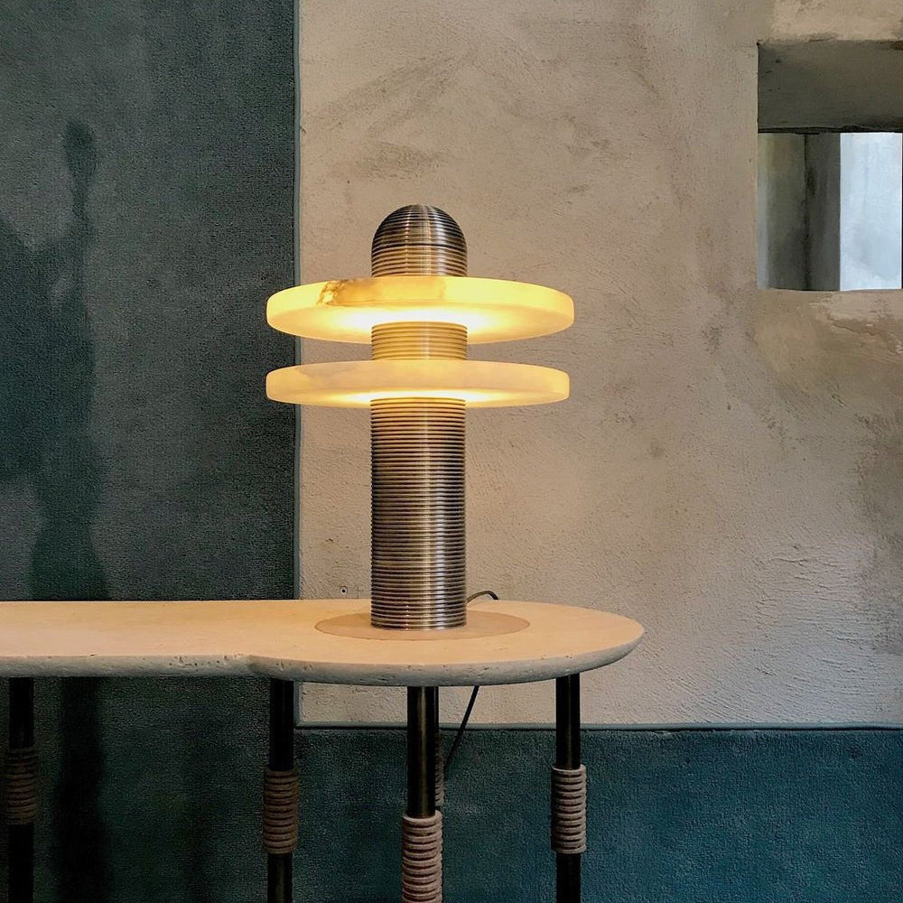 Duo Alabaster Disc Table Lamp