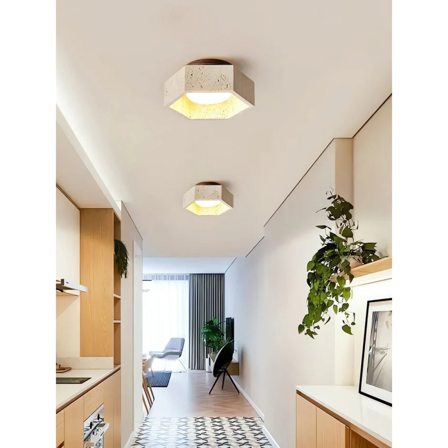 Cemis Natural Stone Ceiling Light