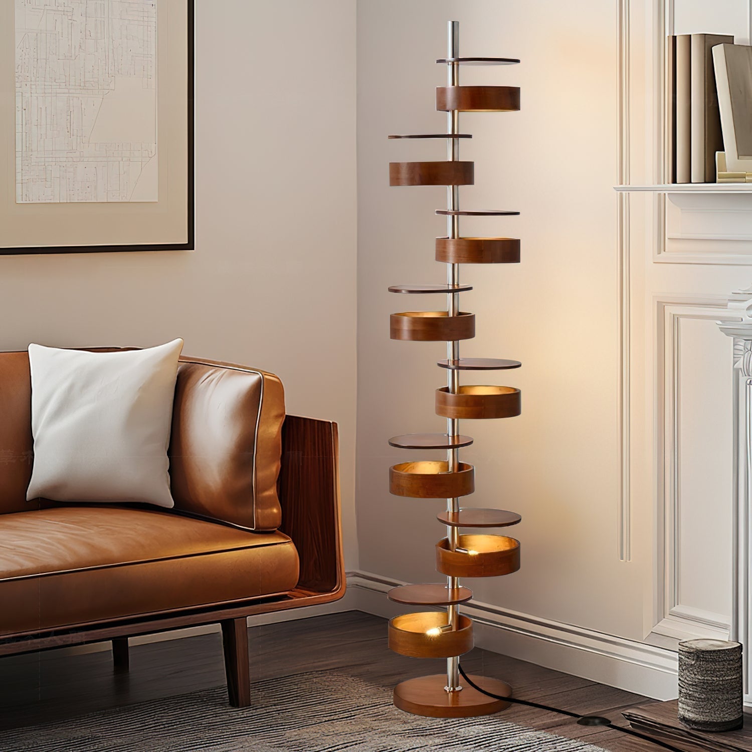 Qenisca Wooden Floor Lamp
