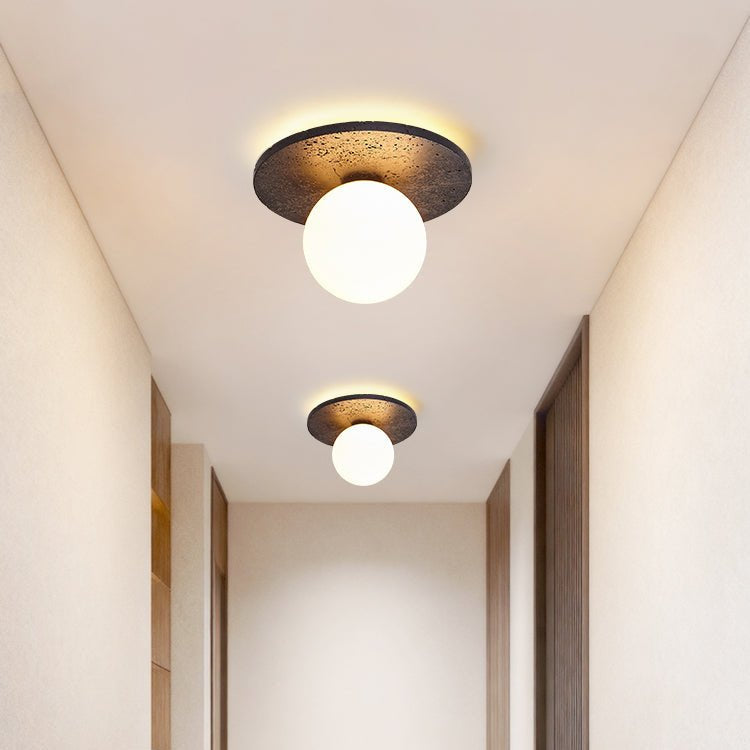 Pello Round Travertine Ceiling Light