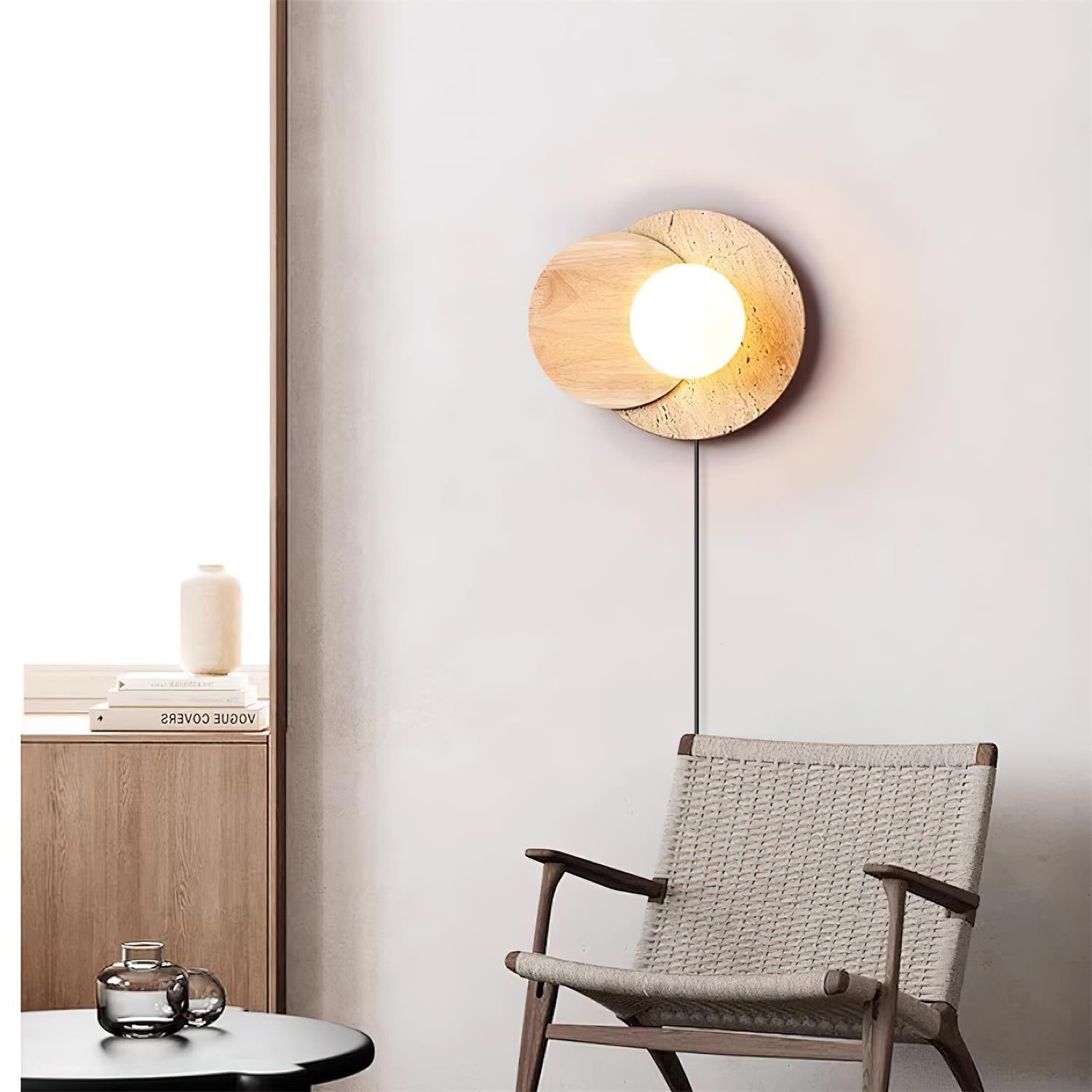 Jemo Travertine Wall Light with Plug