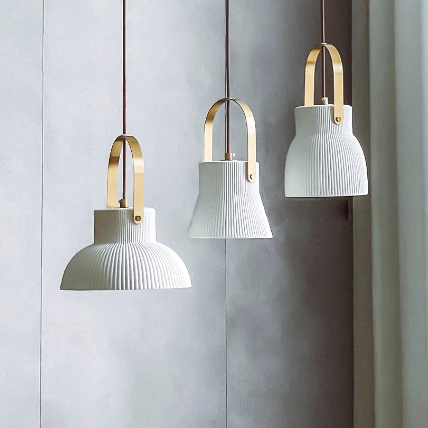 Ceramic Ribbed Pendant Light