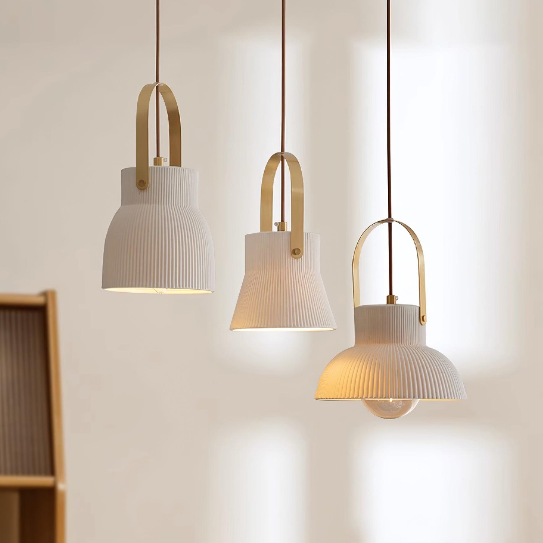 Ceramic Ribbed Pendant Light