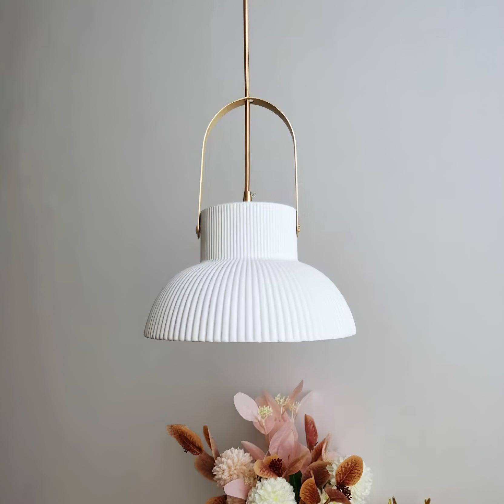 Ceramic Ribbed Pendant Light
