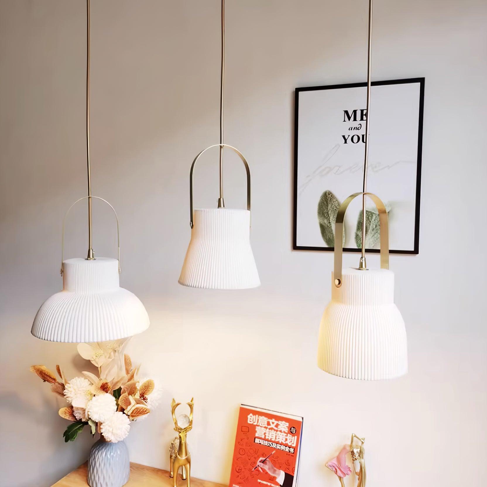 Ceramic Ribbed Pendant Light