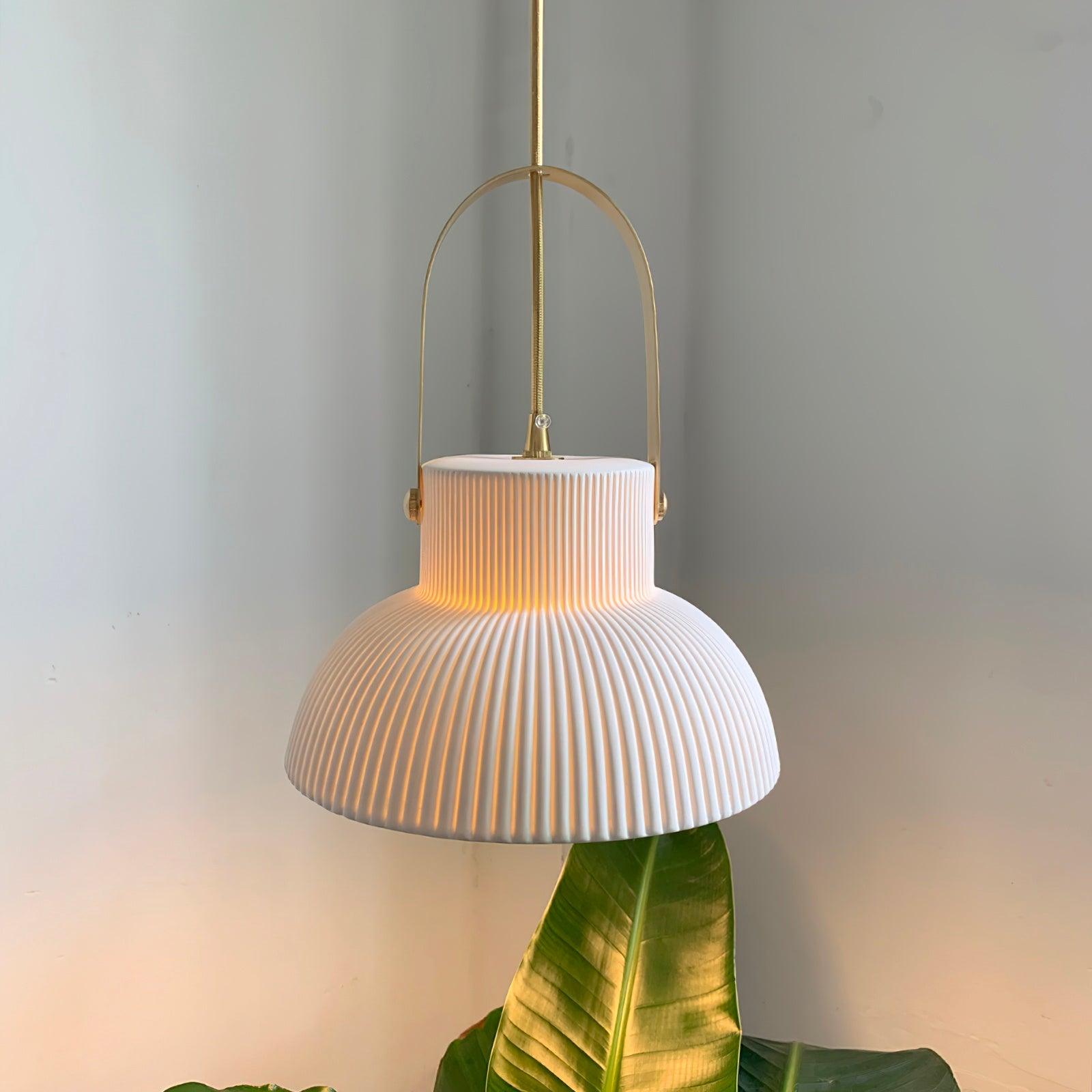 Ceramic Ribbed Pendant Light