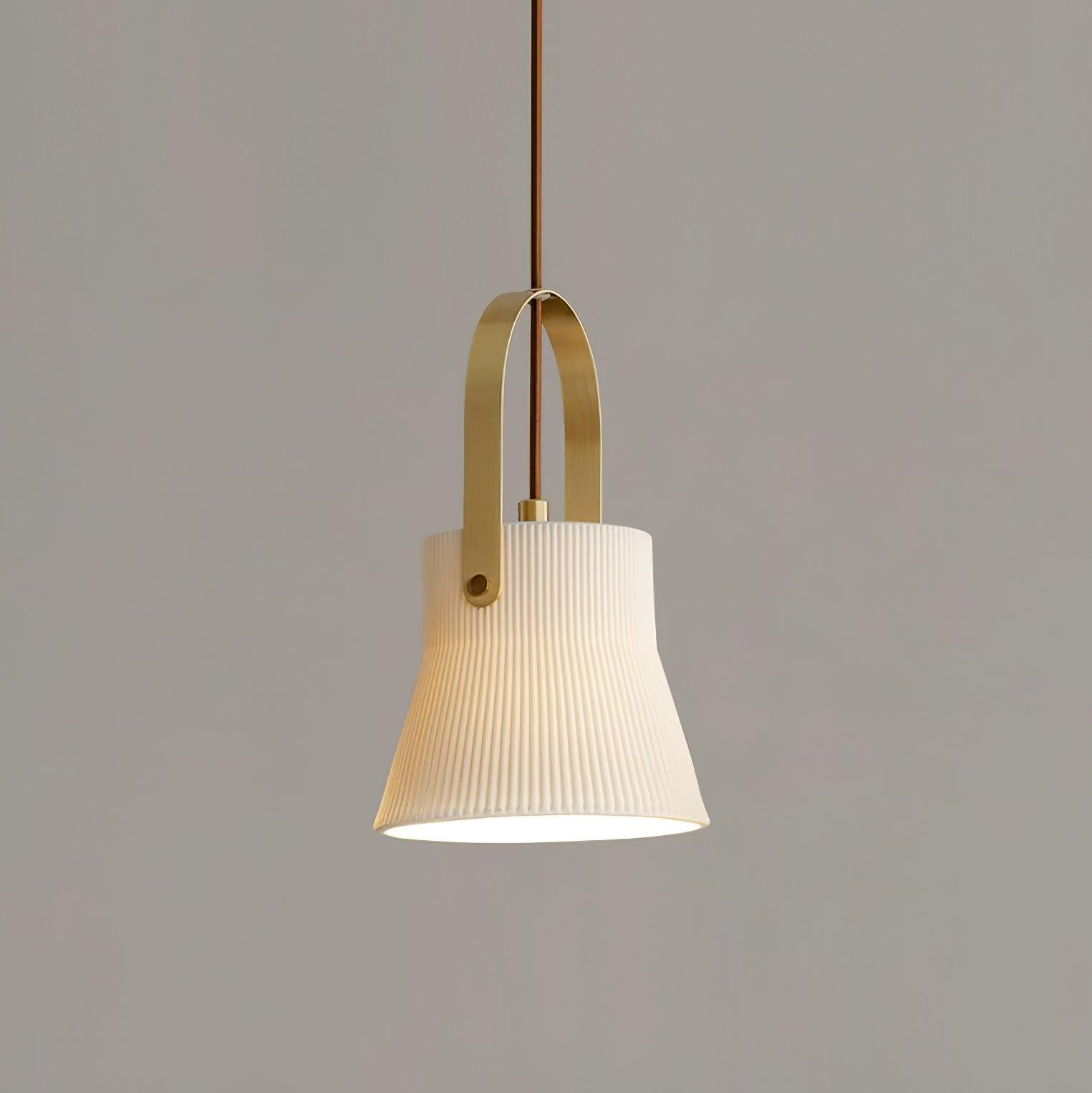Ceramic Ribbed Pendant Light