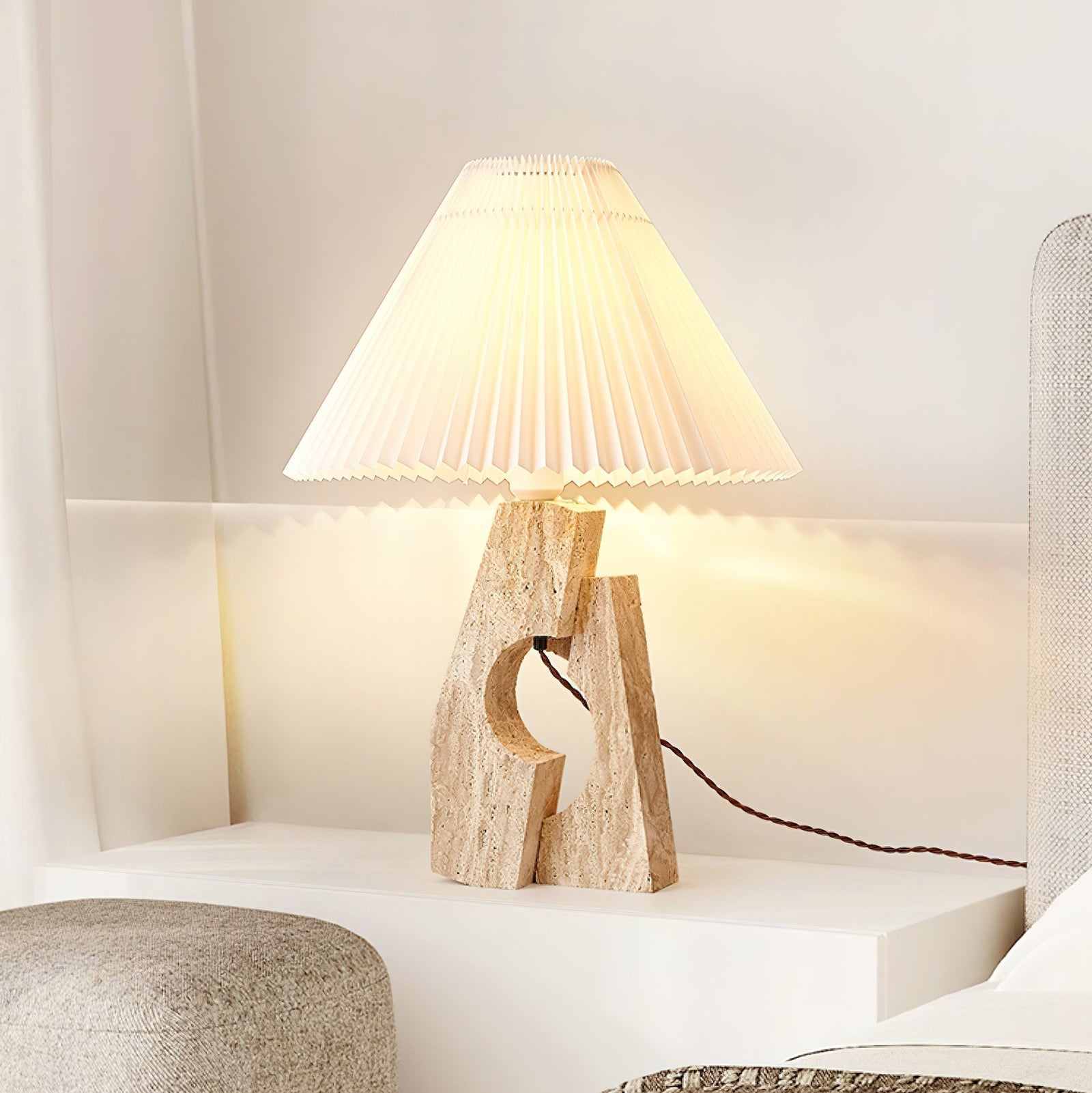 Dublo Travertine Table Lamp