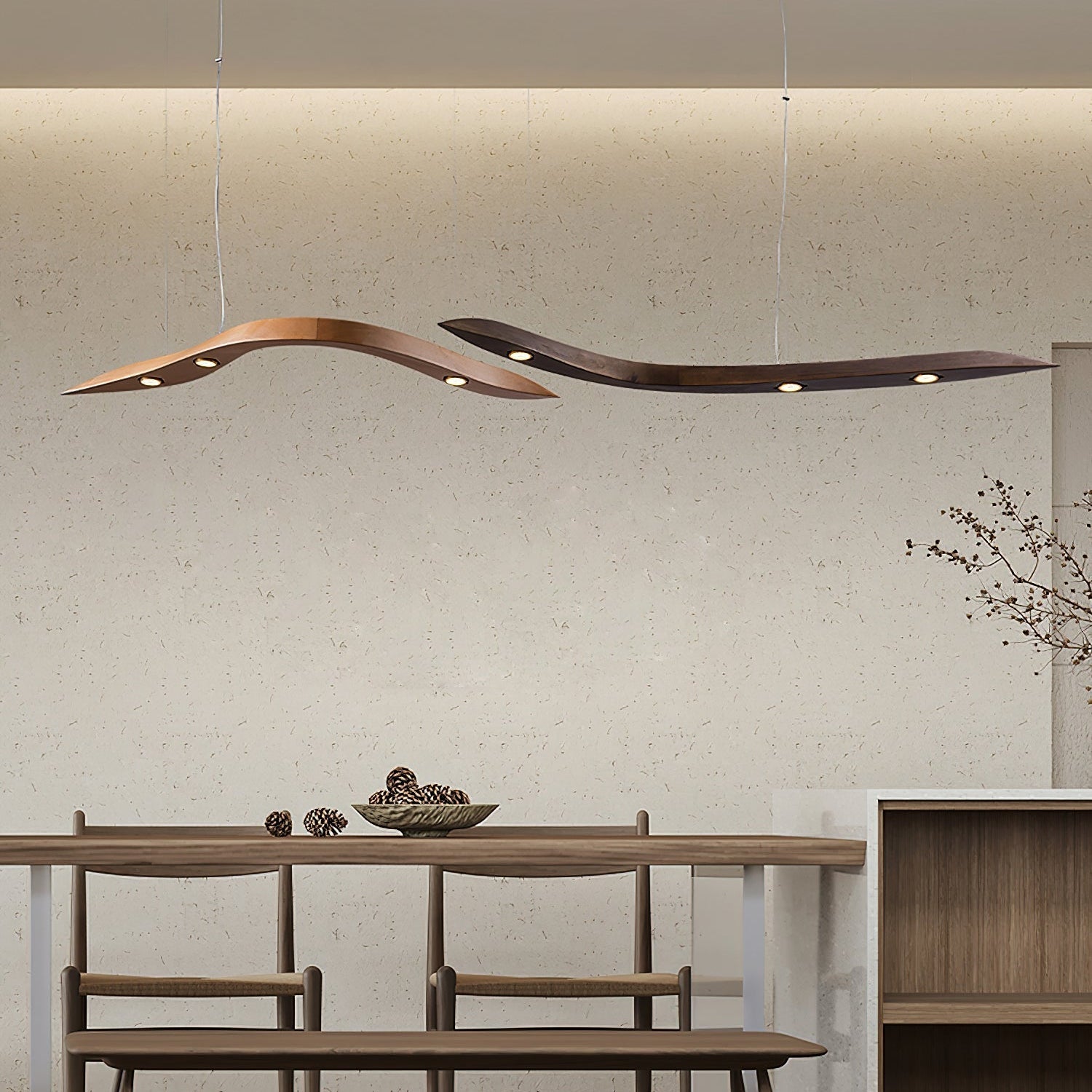 Weloma Wave Wooden Pendant Light