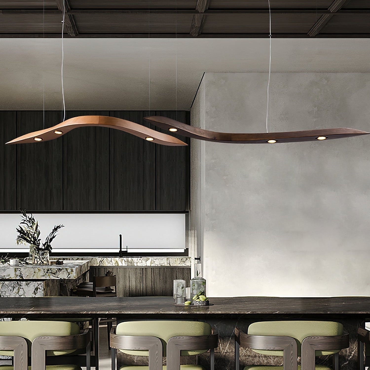 Weloma Wave Wooden Pendant Light